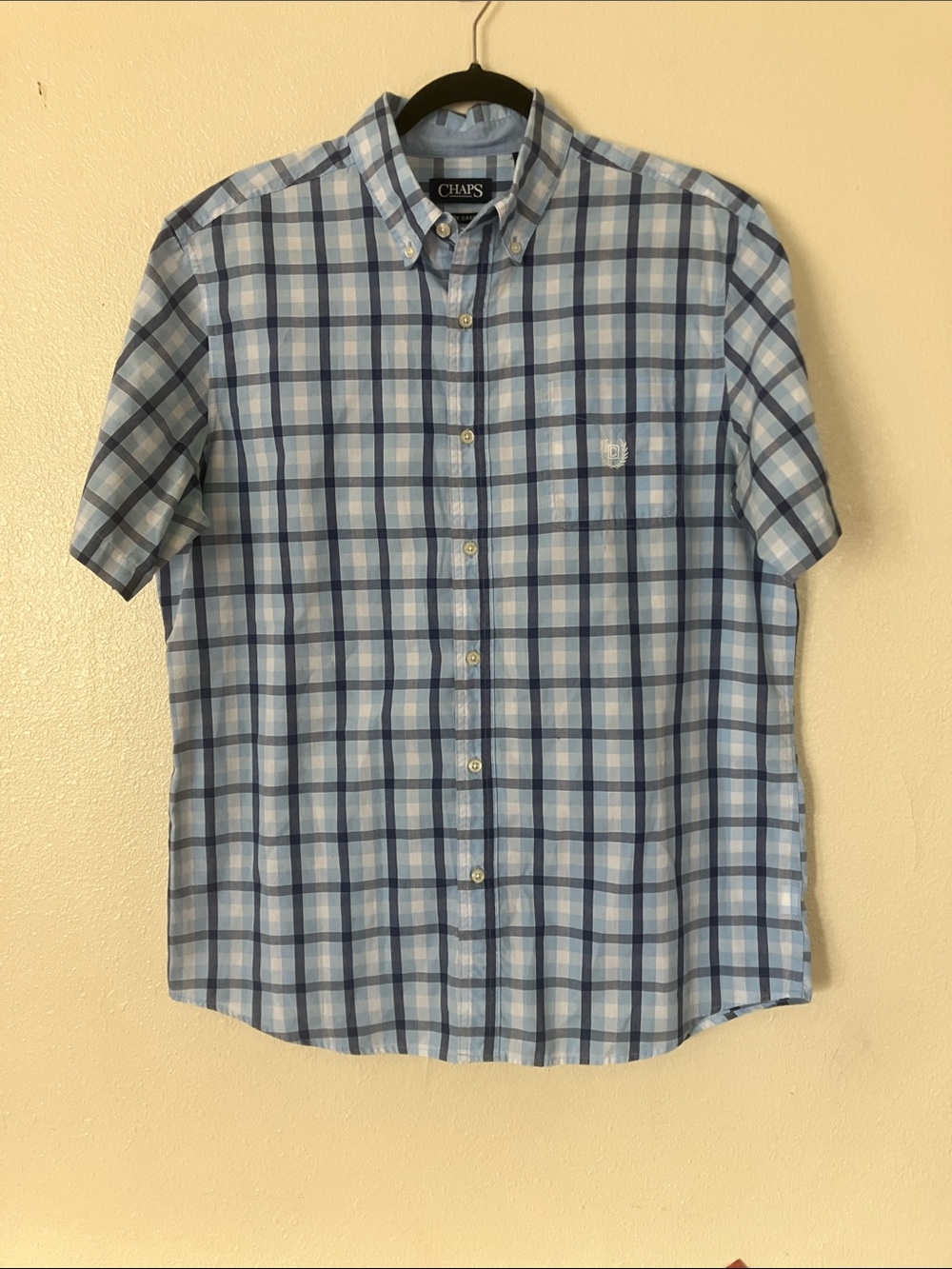 Chaps Blue Plaid Button Down Shirt, L